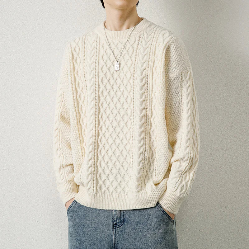 Men's Linen Cable Knit Sweater | Arden