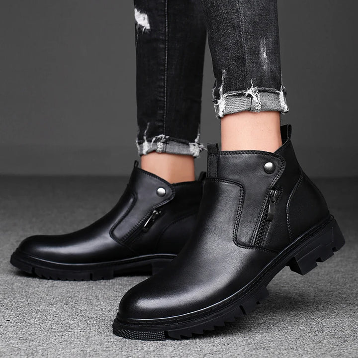 Men's Leather Boots with Side-Zip | Savonti