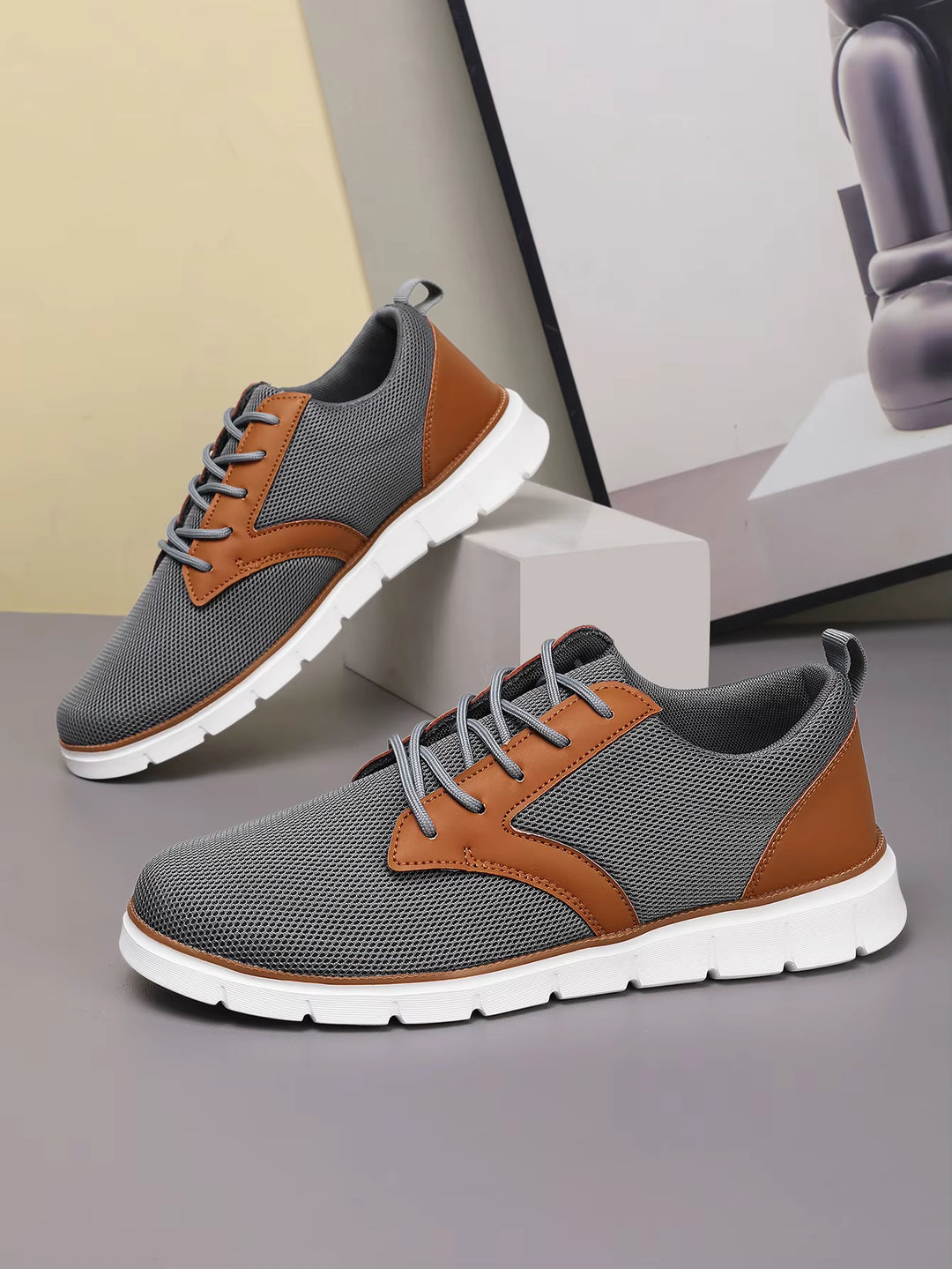 Men's Canvas Leather Sneakers with Orthopedic Footbed | Savoni