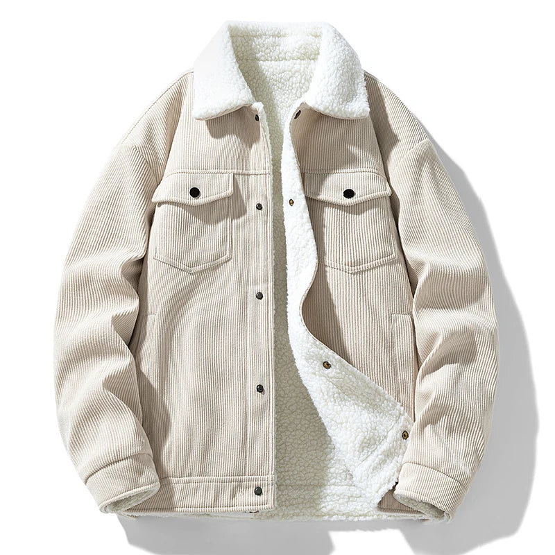 Arden Cotton Button-Up Sherpa Lined Jacket