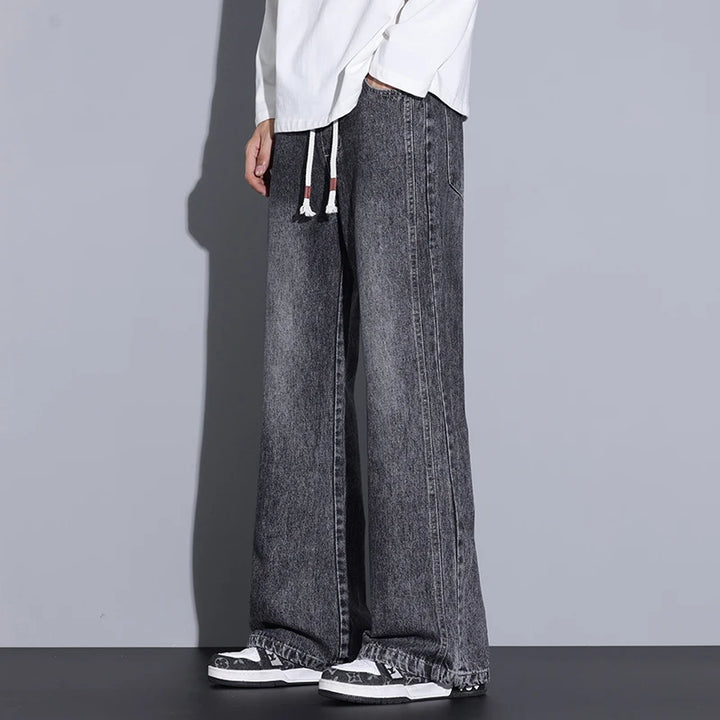 Men's Wide-Leg Denim Jeans with Drawstring | Arden