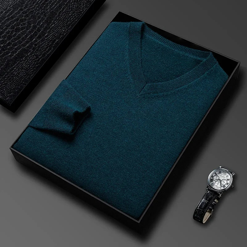 Men's Wool V-Neck Sweater | Savoni