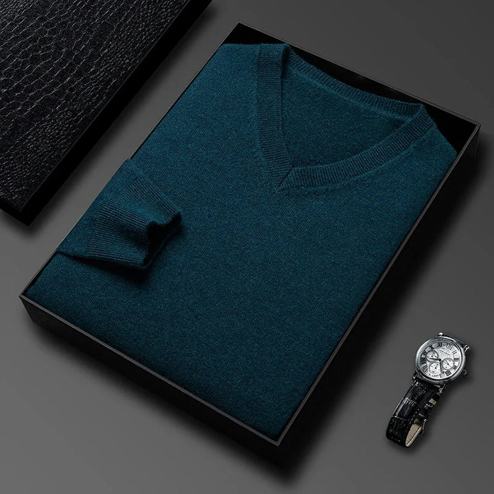 Men's Wool V-Neck Sweater | Savoni