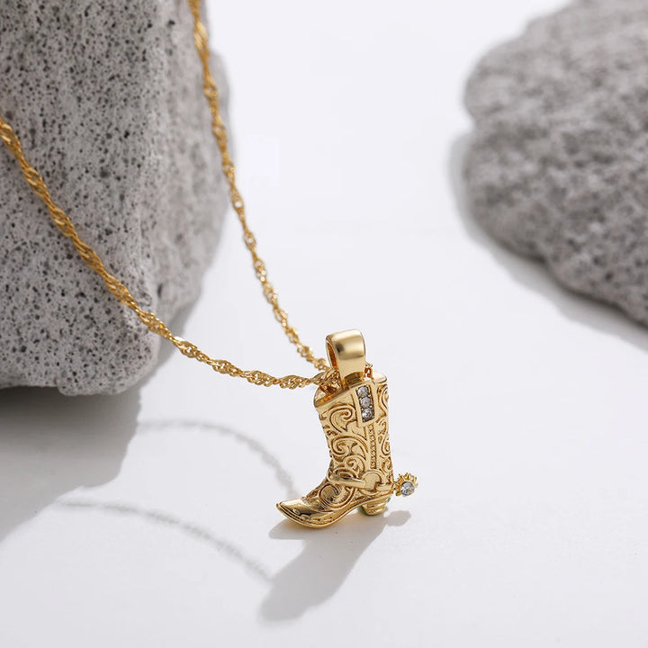 Cowboy Boot Charm Necklace – Gold & Silver Western Jewelry