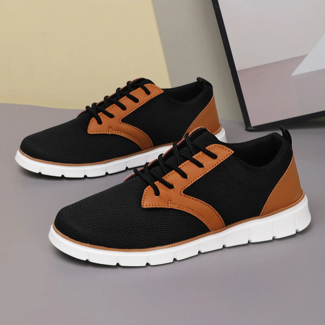 Men's Canvas Leather Sneakers with Orthopedic Footbed | Savoni