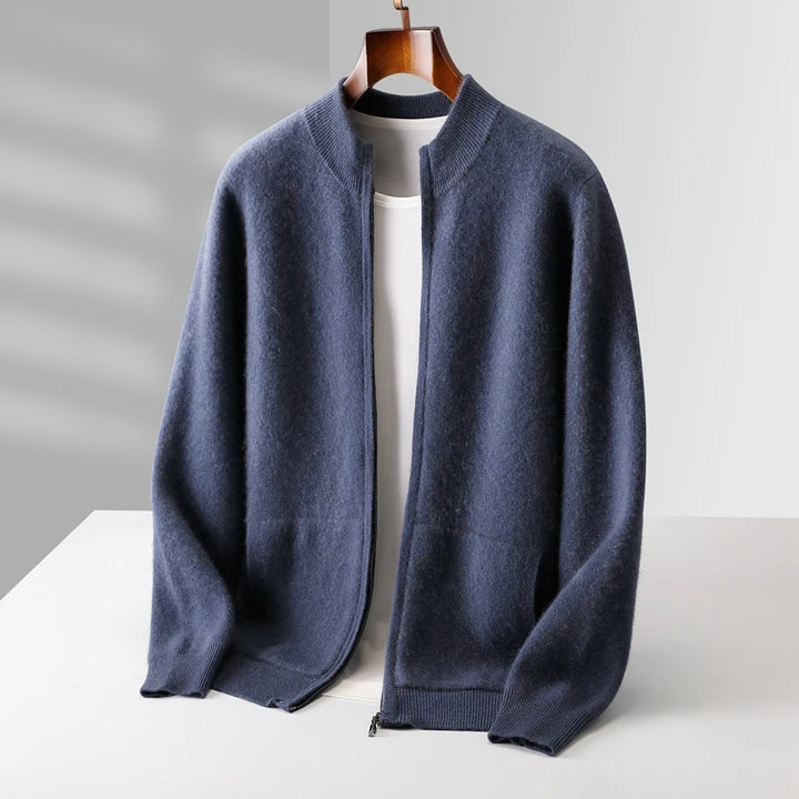 Men's Merino Wool Zip-Up Cardigan | Savonti