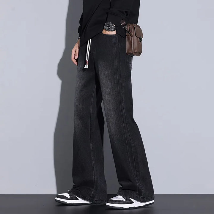 Men's Wide-Leg Denim Jeans with Drawstring | Arden