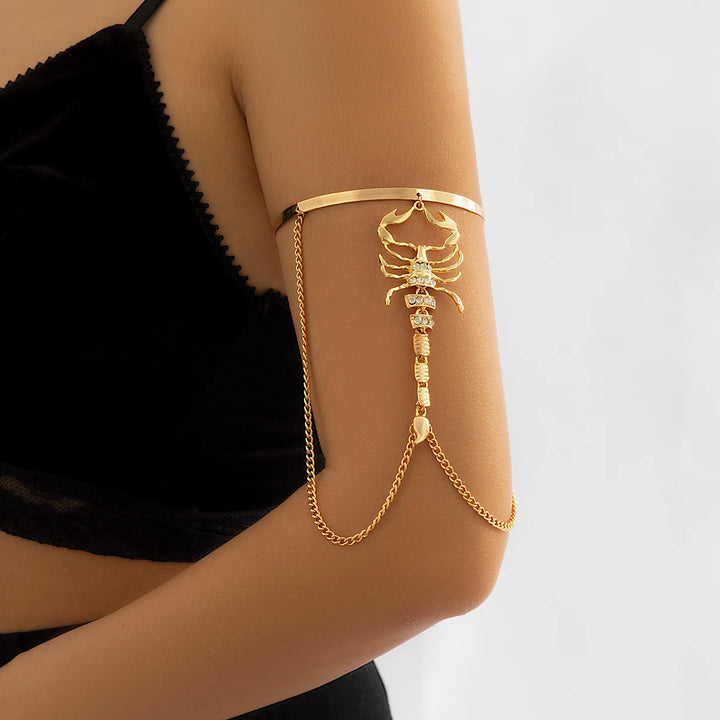 Savona Gold Scorpion Arm Bangle with Stone Accents