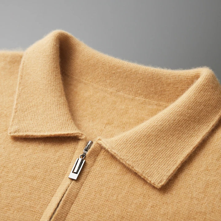 Men's Cashmere Zip-Up Sweater with Deep Pockets | Savonti