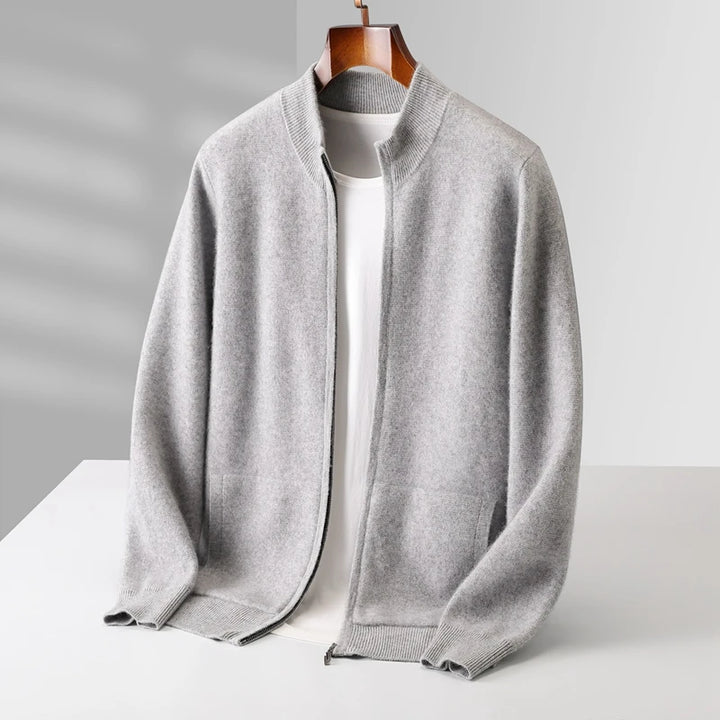 Men's Merino Wool Zip-Up Cardigan | Savonti