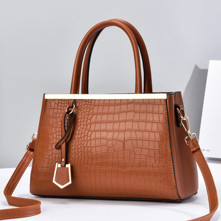 Women's Croc-Embossed Leather Structured Handbag | Savona