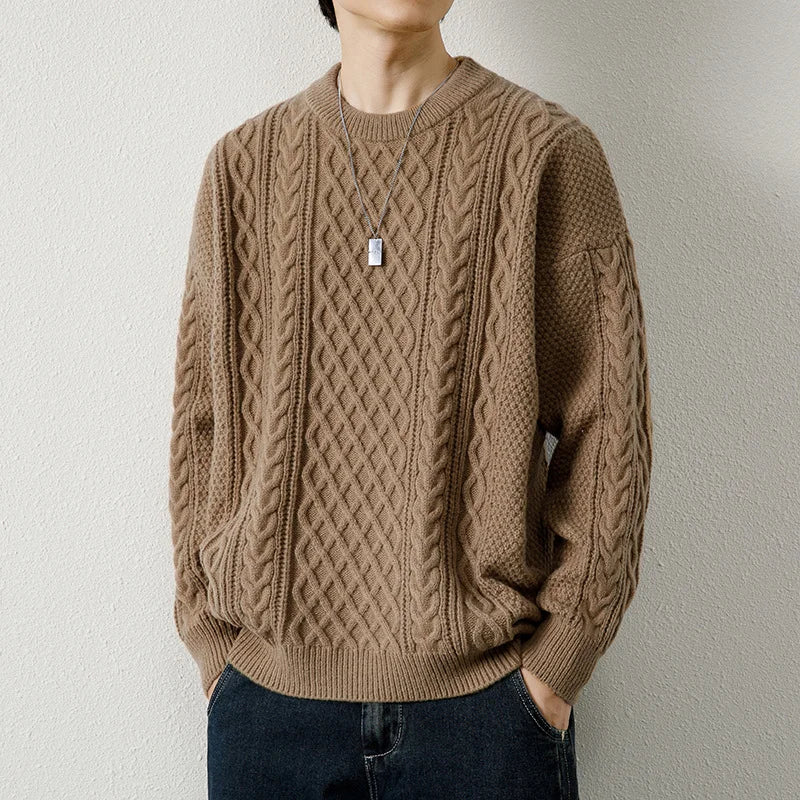 Men's Linen Cable Knit Sweater | Arden