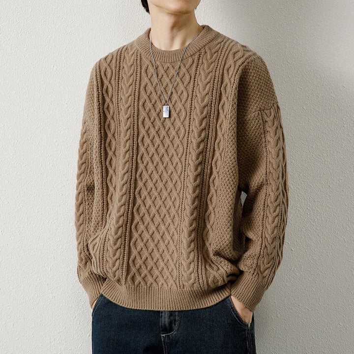 Men's Linen Cable Knit Sweater | Arden