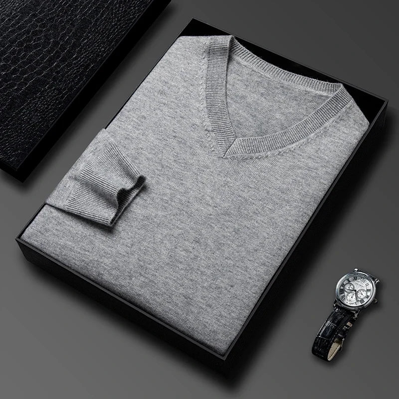 Men's Wool V-Neck Sweater | Savoni