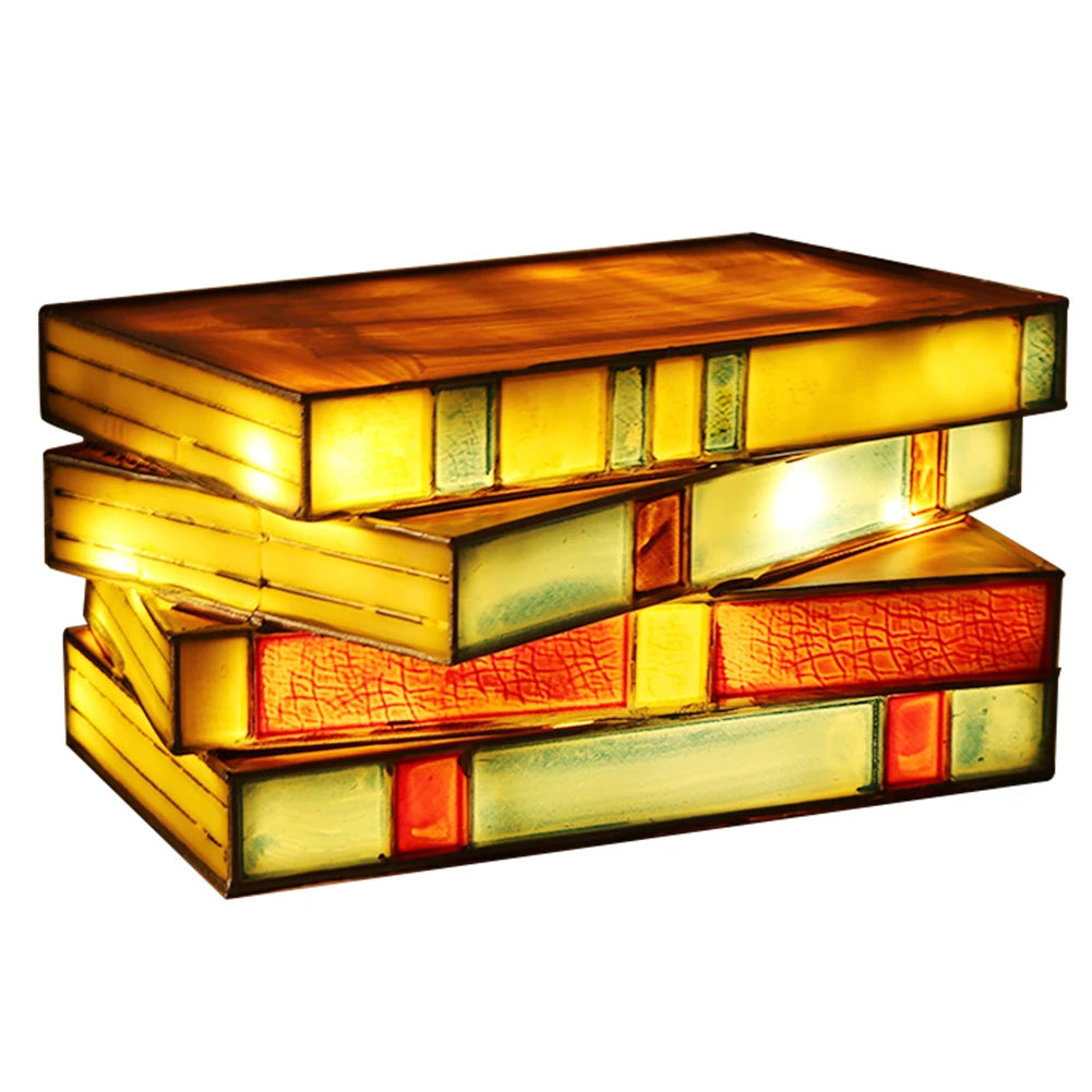 Stained Glass Book Night Light – Ambient Lamp for Book Lovers