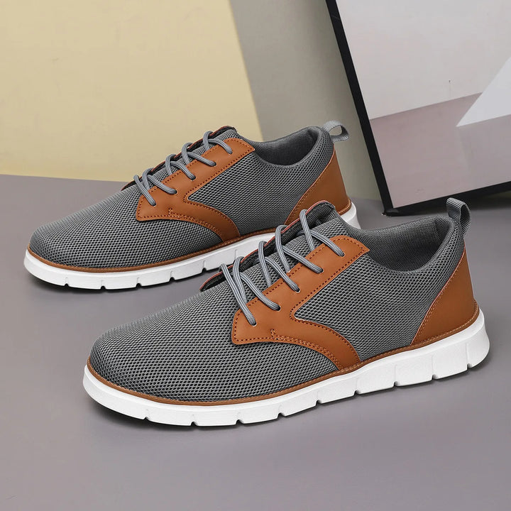 Men's Canvas Leather Sneakers with Orthopedic Footbed | Savoni