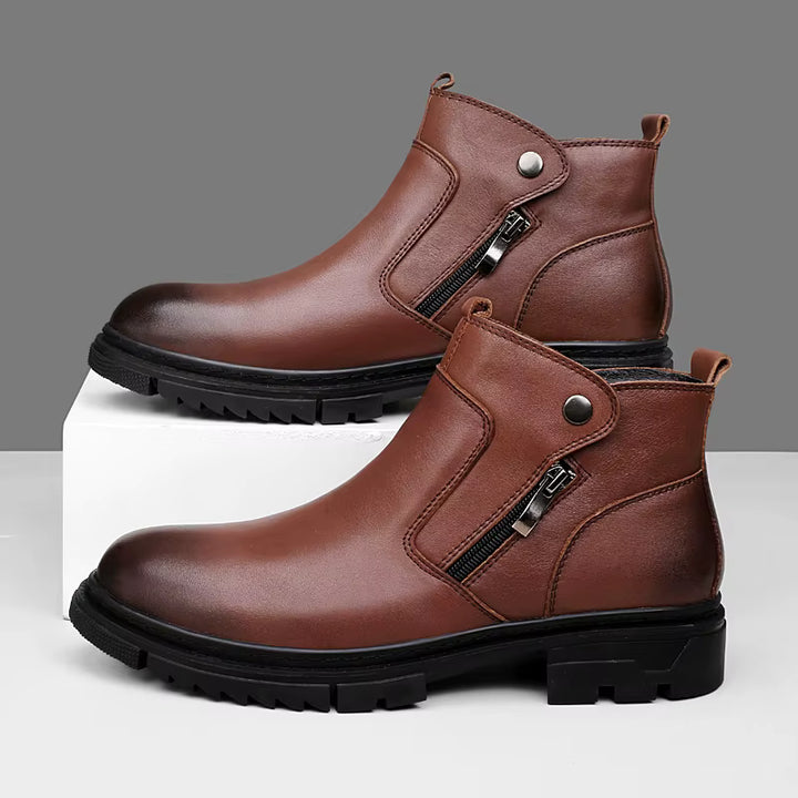 Men's Leather Boots with Side-Zip | Savonti