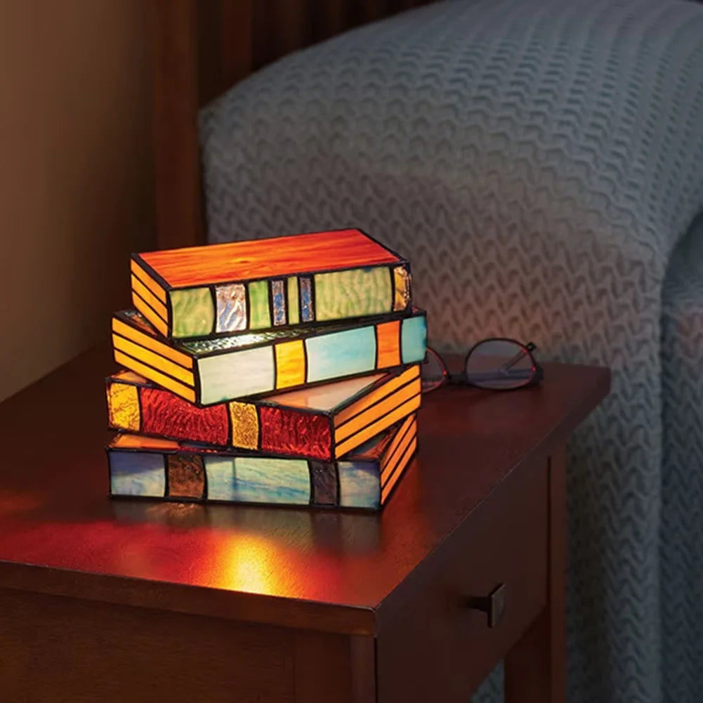 Stained Glass Book Night Light – Ambient Lamp for Book Lovers