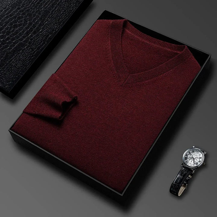 Men's Wool V-Neck Sweater | Savoni