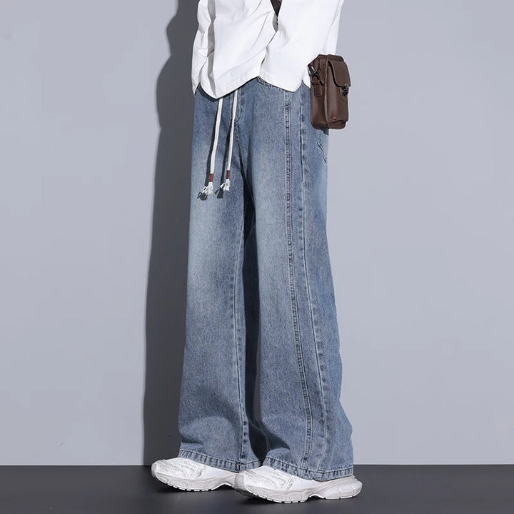 Men's Wide-Leg Denim Jeans with Drawstring | Arden