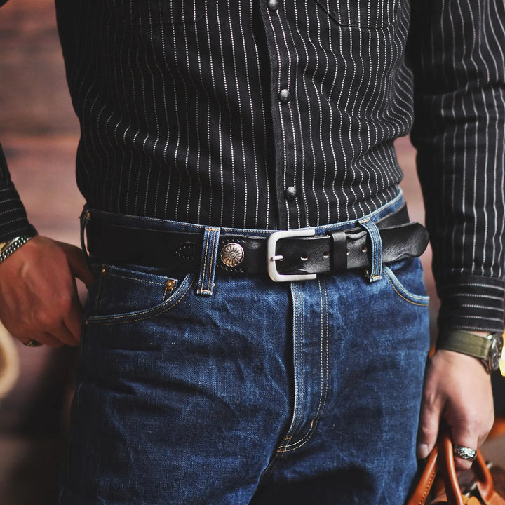 Western Leather Belt – Men's Hand-Stitched Cowskin Belt