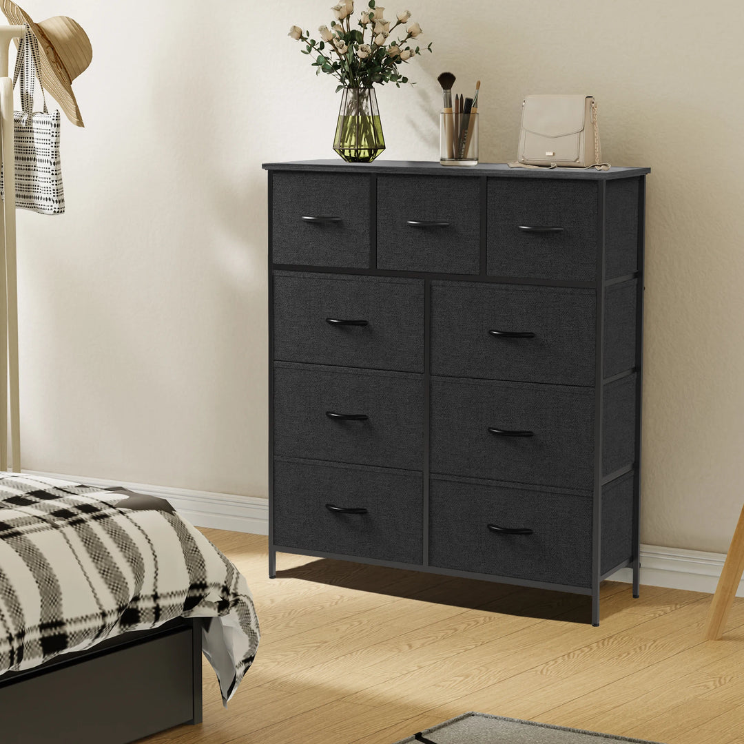 9-Drawer Storage Dresser – Rustic Wood & Steel Frame | Aubrey