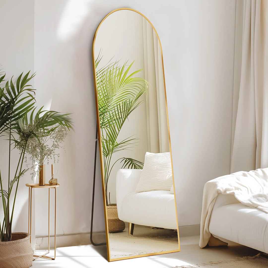 Full Length Mirror – 59" Standing or Wall Mount | Gold & Black | Warren