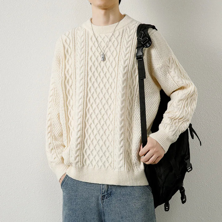 Men's Linen Cable Knit Sweater | Arden