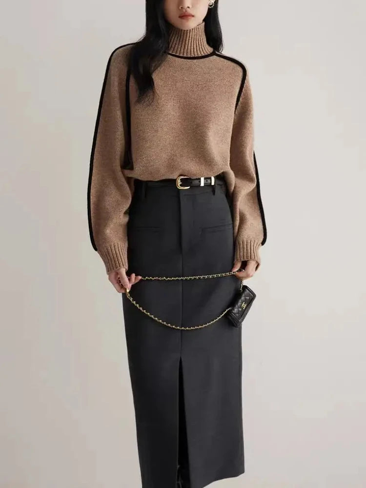 Ribbed Turtleneck Sweater – Women's Knit Top | Sophia