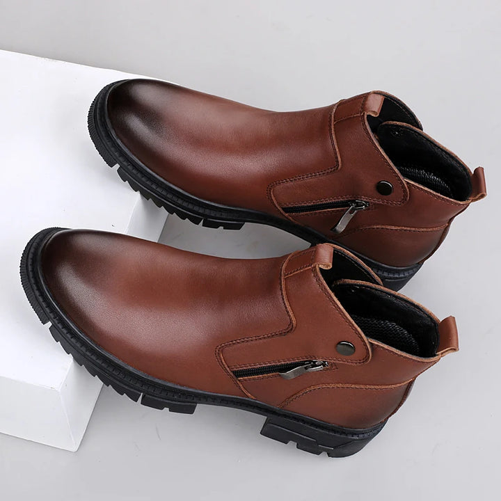 Men's Leather Boots with Side-Zip | Savonti