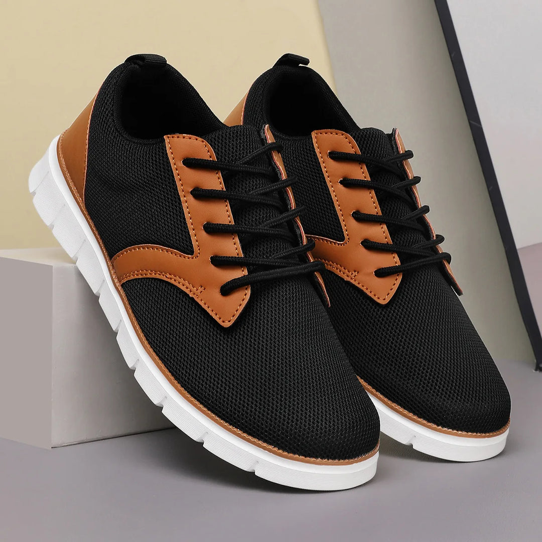 Men's Canvas Leather Sneakers with Orthopedic Footbed | Savoni