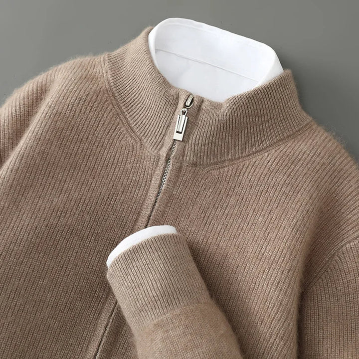 Men's Wool Cashmere Zip-Up Sweater | Savoni