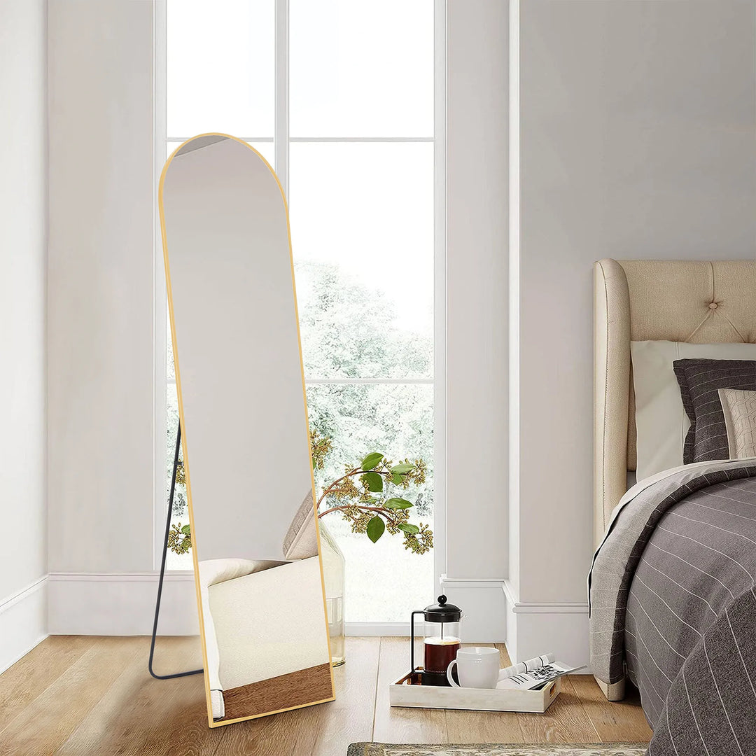 Full Length Mirror – 59" Standing or Wall Mount | Gold & Black | Warren