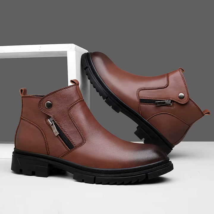 Men's Leather Boots with Side-Zip | Savonti
