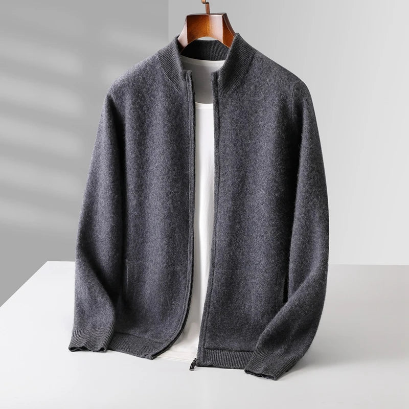 Men's Merino Wool Zip-Up Cardigan | Savonti