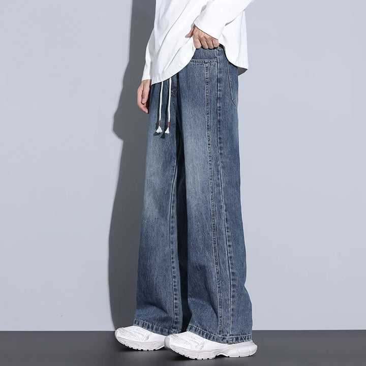 Men's Wide-Leg Denim Jeans with Drawstring | Arden
