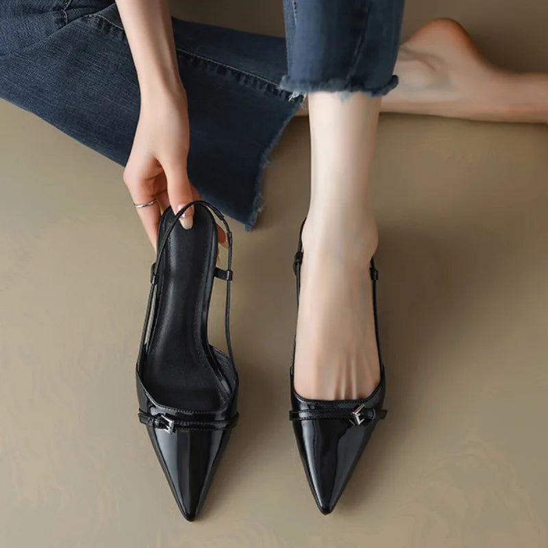 Pointed-Toe Slingback Heels – Women's Low Heel Dress Shoes | Amara
