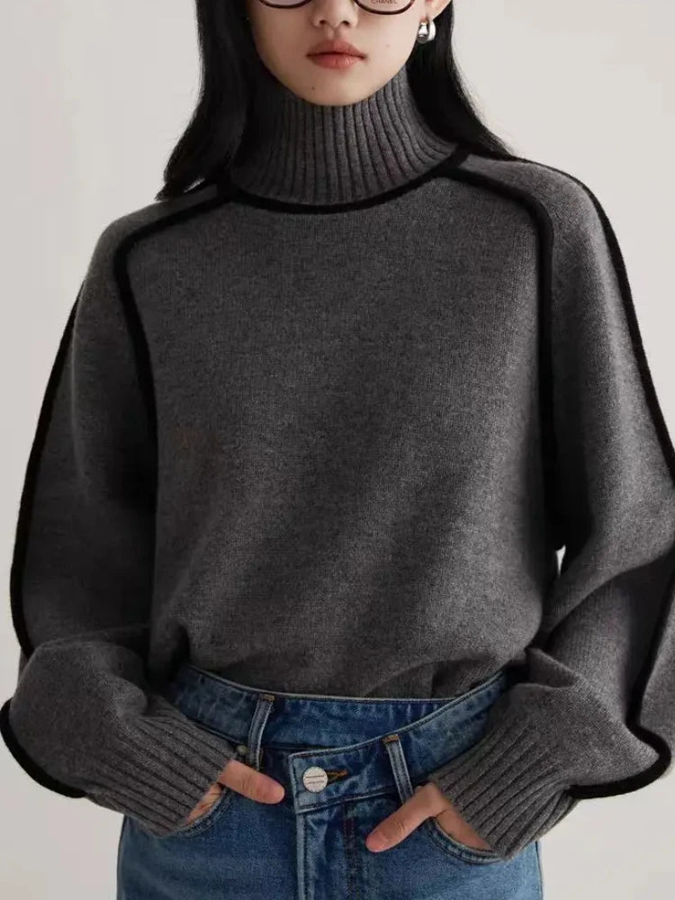 Ribbed Turtleneck Sweater – Women's Knit Top | Sophia