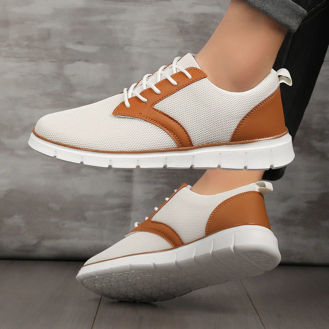 Men's Canvas Leather Sneakers with Orthopedic Footbed | Savoni