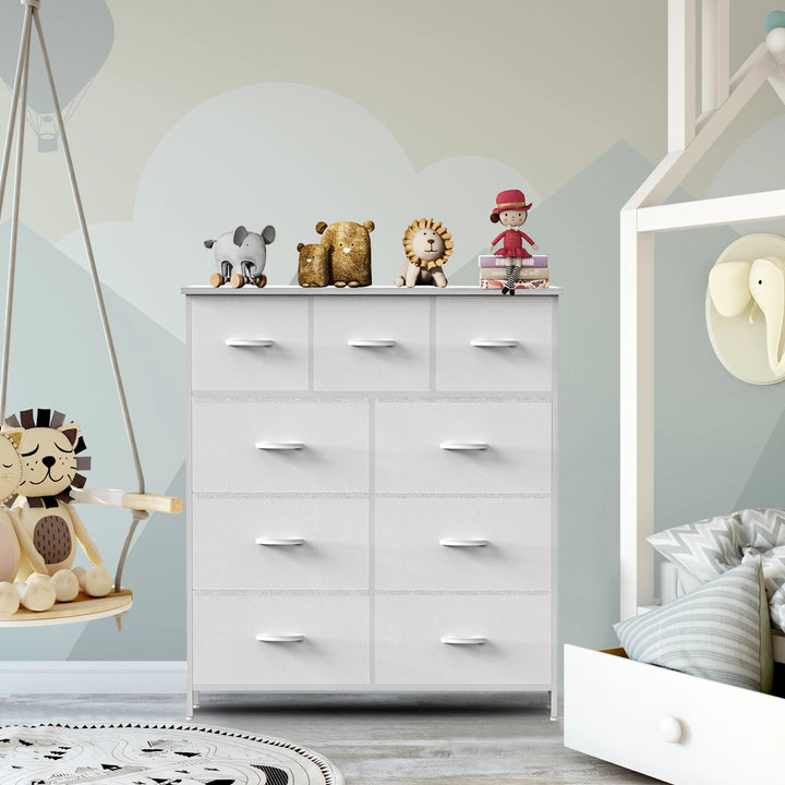 9-Drawer Storage Dresser – Rustic Wood & Steel Frame | Aubrey