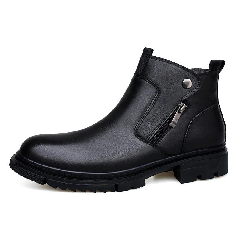 Men's Leather Boots with Side-Zip | Savonti