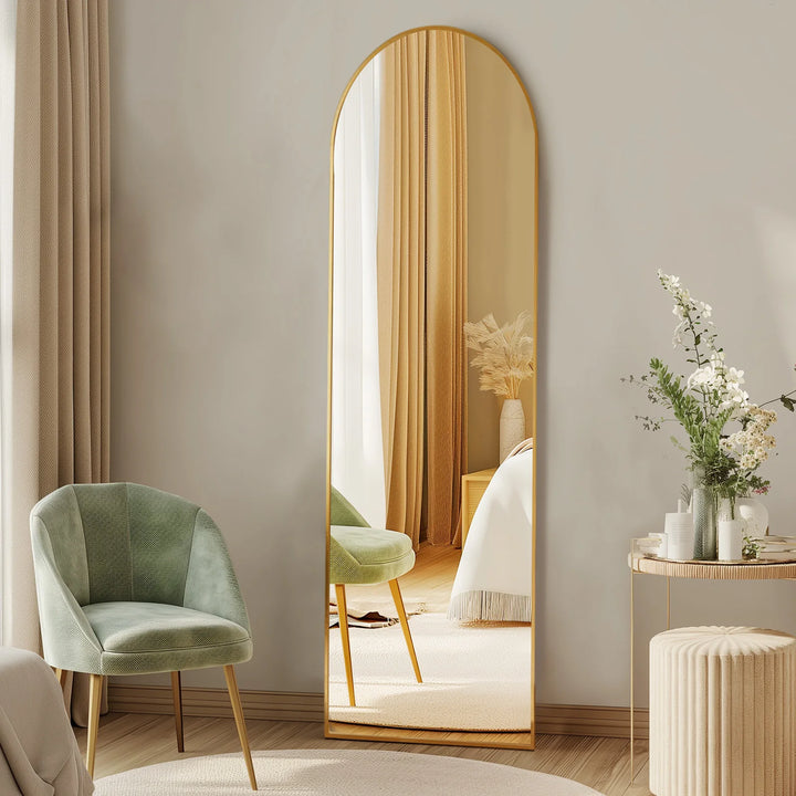 Full Length Mirror – 59" Standing or Wall Mount | Gold & Black | Warren