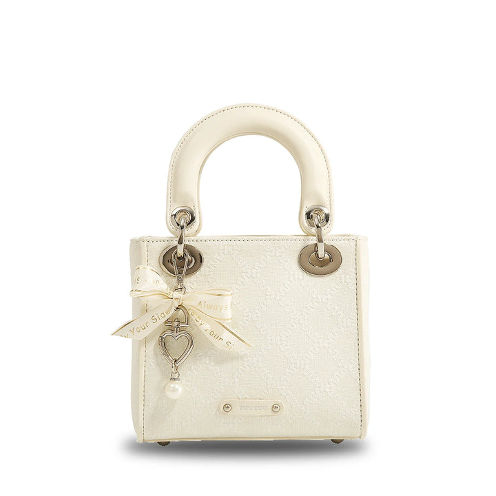 Jacquard Bow Handbag – Women's Pearl Accent Bag | Clarisse