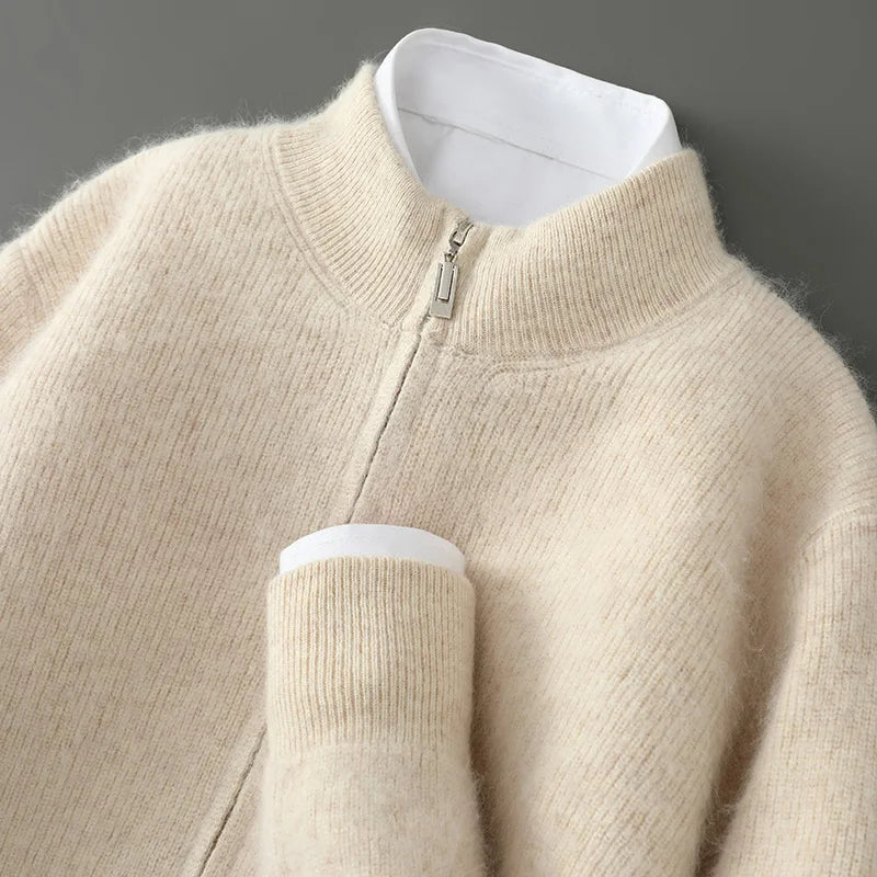 Men's Wool Cashmere Zip-Up Sweater | Savoni