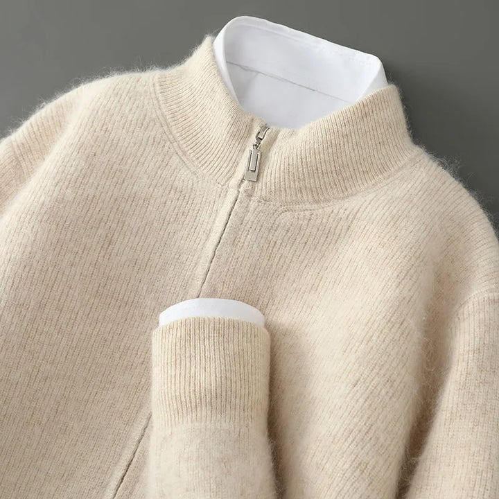 Men's Wool Cashmere Zip-Up Sweater | Savoni