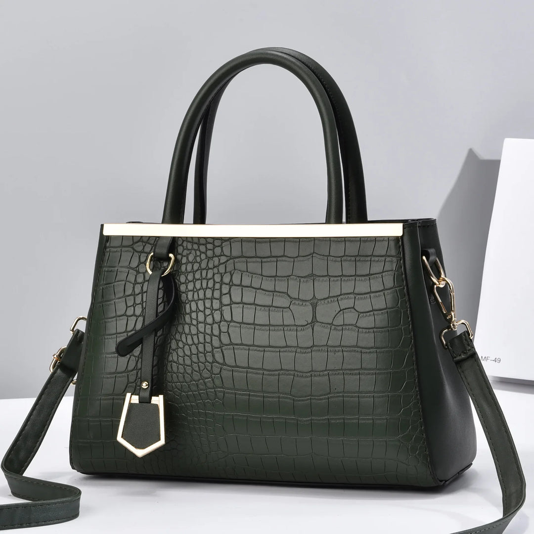Women's Croc-Embossed Leather Structured Handbag | Savona