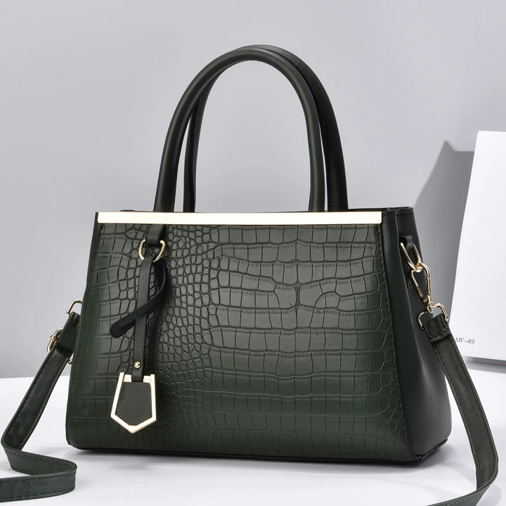 Women's Croc-Embossed Leather Structured Handbag | Savona