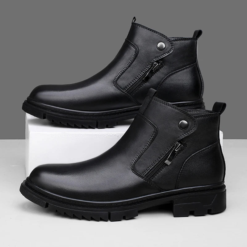 Men's Leather Boots with Side-Zip | Savonti