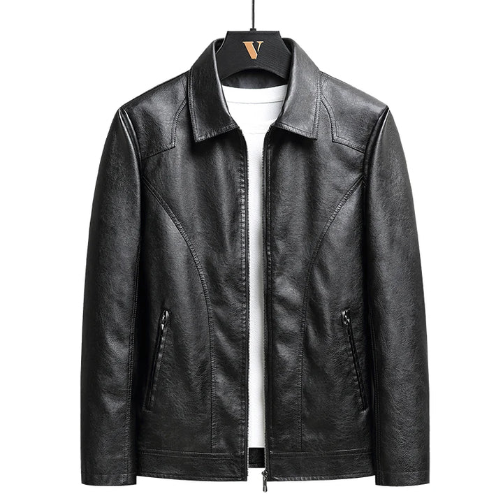 Vintage Leather Zip-Up Jacket – Men's Relaxed Fit | Verano