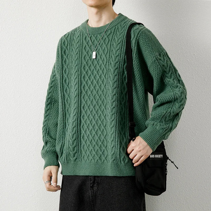Men's Linen Cable Knit Sweater | Arden